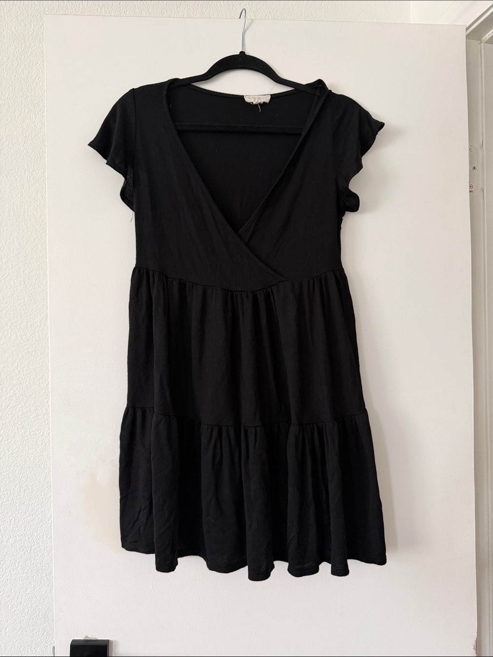 See You Monday Black Tiered V-Neck Dress